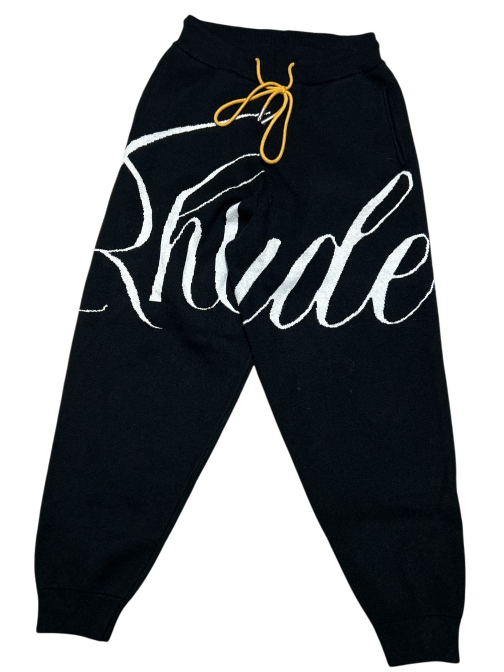 Rhude Black and White Woven-Texture Hoodie